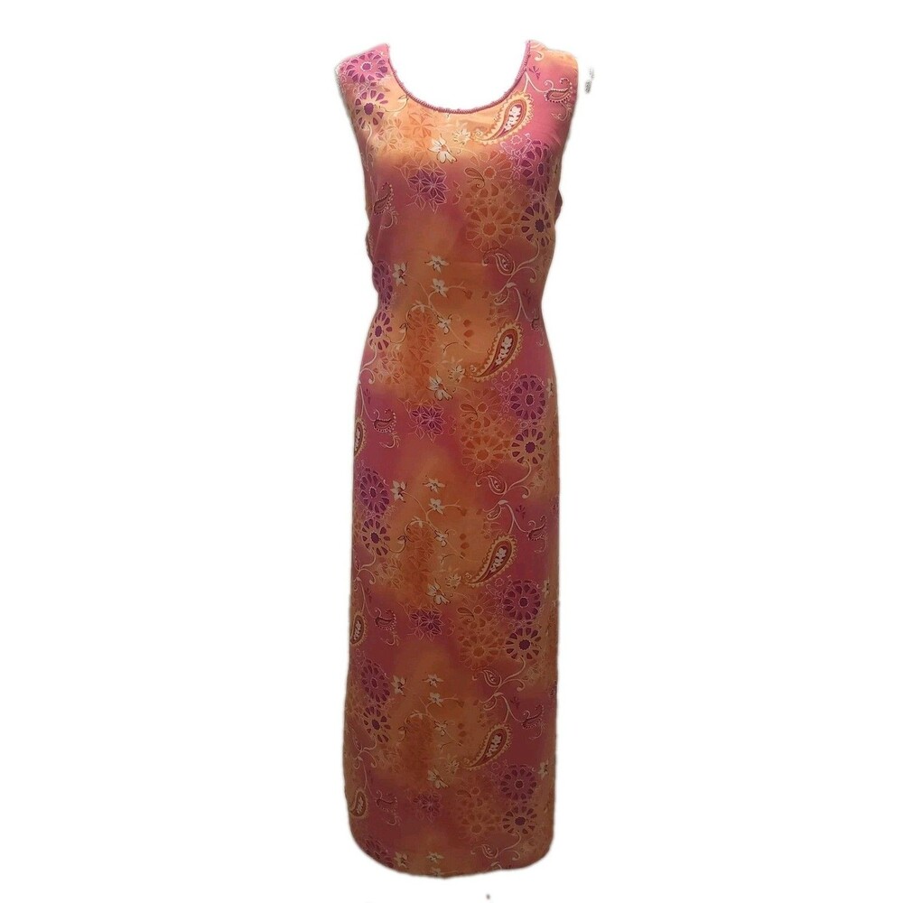 Kathie Lee Collection Midi Dress Sz 12/14 90s Vintage Paisley Floral Swirl Print